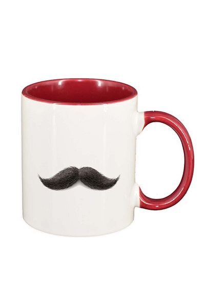 INOVATIX Personalized white mug, Mustache, red interior, D234, INOVATIX®. 330ml