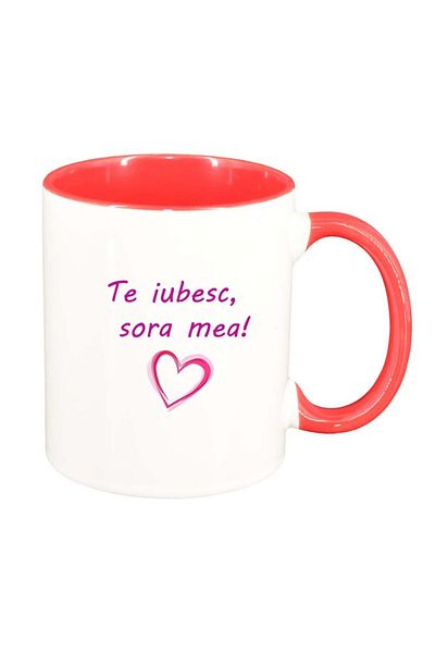 INOVATIX Personalized white mug, I love you..., dark red interior, D1025, INOVATIX®. 330ml