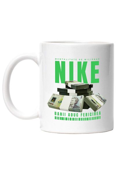 INOVATIX Personalized white mug, _Nike_ - Money Brings Happiness, INOVATIX®. 330ml