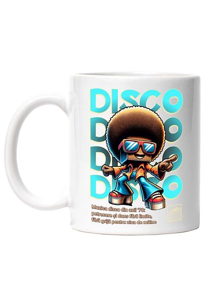 INOVATIX Personalized white mug, Afro American woman disco fun style, INOVATIX®. 330ml