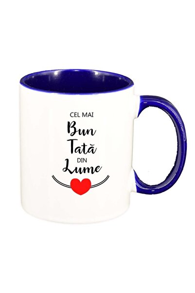 INOVATIX Cana alba personalizata, Cel mai... Tata, interior albastru inchis, ...