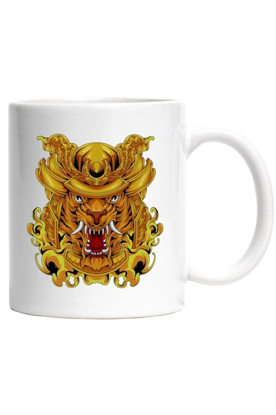 INOVATIX Cana alba personalizata, Tigru, Casca, Samurai, Armura, Asiatic, INO...