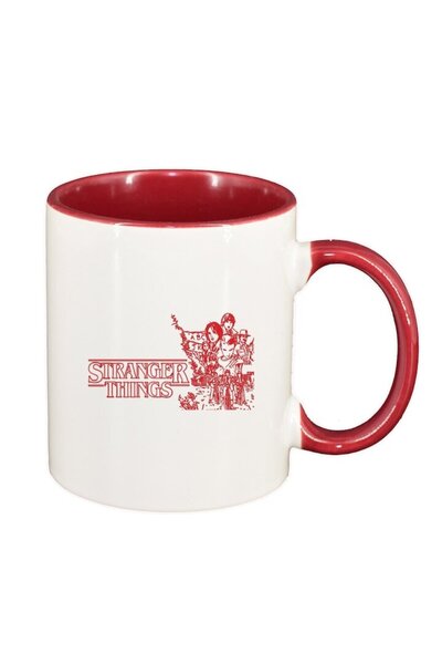 INOVATIX Εξατομικευμένη λευκή κούπα, Stranger Things, σκούρο κόκκινο εσωτερικ...