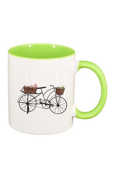 INOVATIX Personalized white mug, Bike, Retro, light green interior, D953, INOVATIX®. 330ml