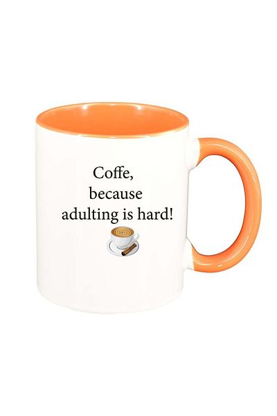 INOVATIX Personalized white mug, Coffee love, orange interior, D1032, INOVATIX®. 330ml