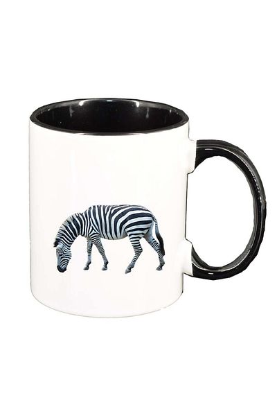 INOVATIX Personalized white mug, Zebra, black interior, D204, INOVATIX®. 330ml