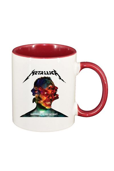 INOVATIX Personalized white mug, Metallica, dark red interior, D1446, INOVATIX®. 330ml
