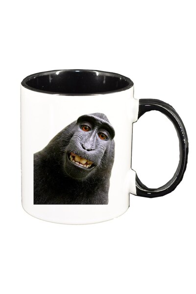 INOVATIX Cana alba personalizata, personalizata, Monkey, interior negru, INOV...