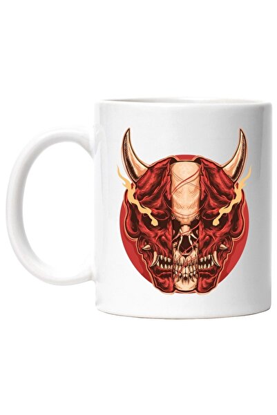 INOVATIX Cana alba personalizata, Diavol, Craniu, Flacari, Coarne, Cerc, INOVATIX®. 330ml