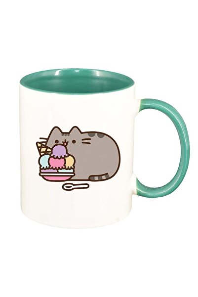 INOVATIX Cana alba personalizata, Emoji Cat, interior verde, D1013, INOVATIX®...