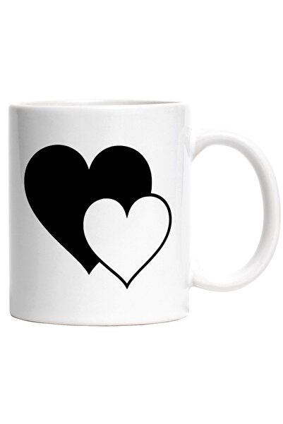 INOVATIX Cana alba personalizata, 2 inimioare - pentru persoanele indragostit...