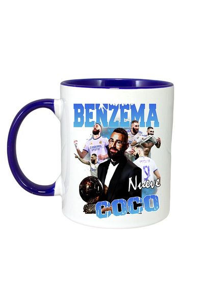 INOVATIX Cana Alba Personalizata, Coco Karim Benzema, Maner Si Interior Albastru, ®. 330ml