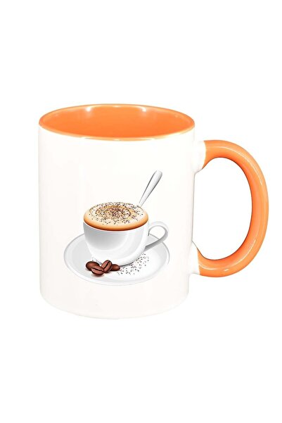 INOVATIX Εξατομικευμένη λευκή κούπα, καφές, πορτοκαλί εσωτερικό, D411, INOVAT...