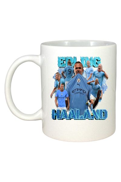 INOVATIX Personalized White Mug, Erling Haaland All Time, White Handle and Interior, ®. 330ml
