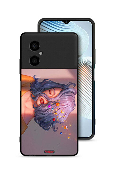 Tolwak Xiaomi Poco M4 5G Protective Case Cover Girl And Space Art