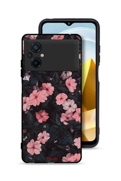Tolwak غطاء حماية لهاتف Xiaomi Poco M5 4G - لون الخوخ والورود الصغيرة