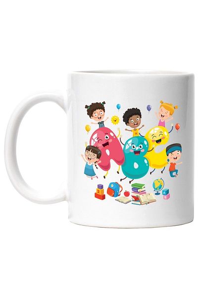 INOVATIX Personalized white mug, Children, Balloons, Books, Letters, Sun, Backpack, Cubes, INOVATIX®. 330ml