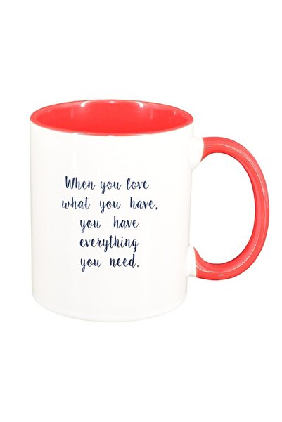 INOVATIX Cana alba personalizata, mesaj When you Love, interior rosu, D1420, ...