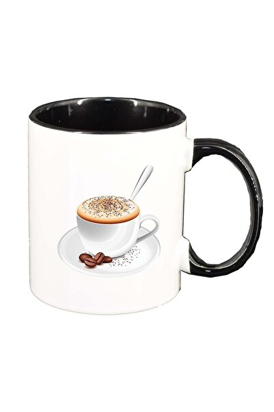 INOVATIX Εξατομικευμένη λευκή κούπα, καφές, μαύρο εσωτερικό, D411, INOVATIX®....