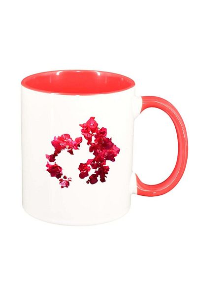 INOVATIX Personalized white mug, Flower, red interior, D247, INOVATIX®. 330ml