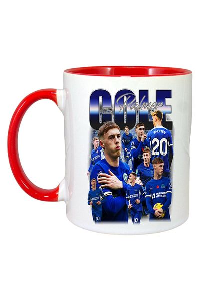 INOVATIX Personalized White Mug, Cole Palmer, Red Handle and Interior, ®. 330ml