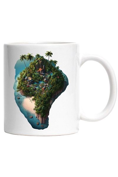 INOVATIX Personalized white mug, Island, Palm Trees, Jungle, Exotic, Village, Ocean, INOVATIX®. 330ml