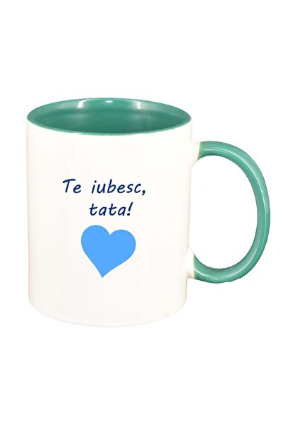 INOVATIX Cana alba personalizata, Te iubesc..., interior verde, D1026, INOVAT...