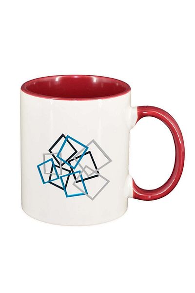INOVATIX Personalized white mug, Shapes, red interior, D209, INOVATIX®. 330ml