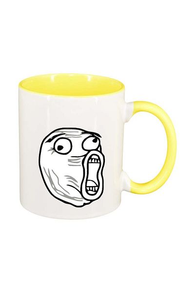 INOVATIX Personalized white mug, Meme, yellow interior, D135, INOVATIX®. 330ml