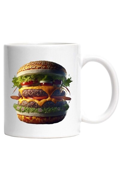 INOVATIX Cana alba personalizata, Cheeseburger, Mancare, Fast Food, Straturi, INOVATIX®. 330ml