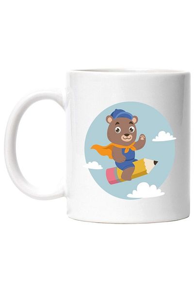 INOVATIX Personalized white mug, Bear, Pencil, Cap, Clouds, INOVATIX®. 330ml