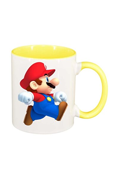 INOVATIX Cana alba personalizata, Mario, interior galben, D23, INOVATIX®. 330ml