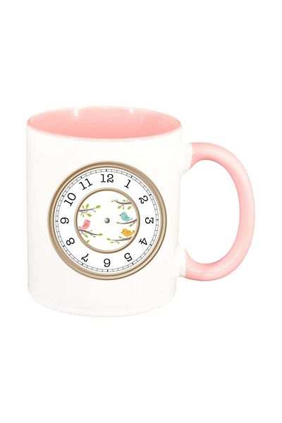 INOVATIX Cana alba personalizata, Clock, interior roz, D969, INOVATIX®. 330ml