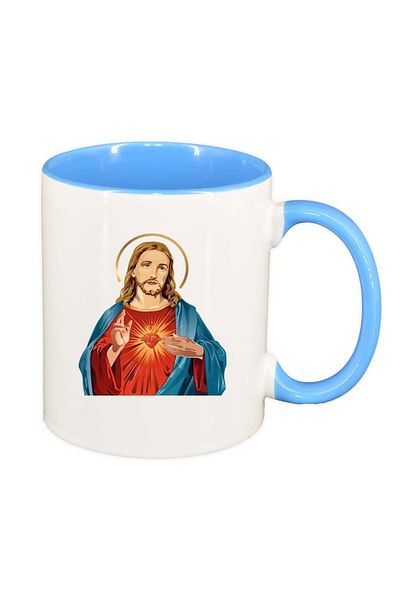 INOVATIX Cana alba personalizata, Jesus, interior albastru, D371, INOVATIX®. 330ml
