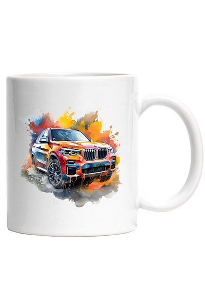 INOVATIX Personalized white mug, Car, Wheels, Paint, Watercolor, BMW, Brand, INOVATIX®. 330ml