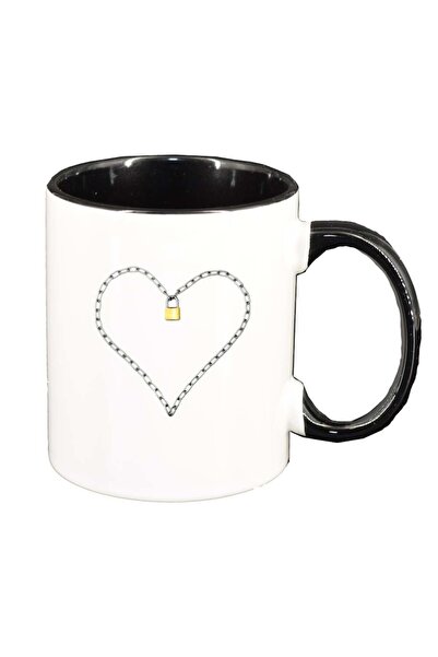 INOVATIX Cana alba personalizata, Inima, interior negru, D263, INOVATIX®. 330ml