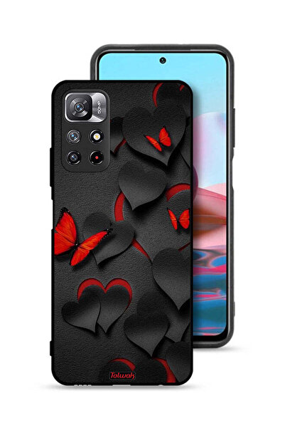 Tolwak غطاء حماية لهاتف شاومي ريدمي نوت 11 4G بنقشة قلوب وفراشات