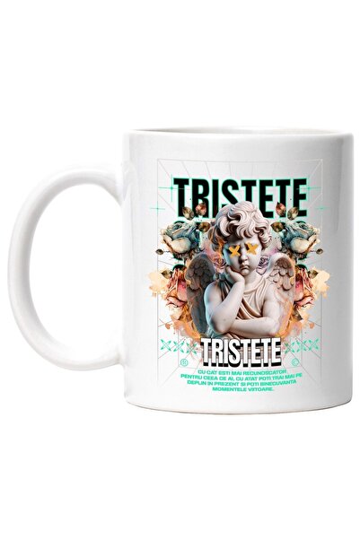 INOVATIX Cana alba personalizata, Ingerul Trist - Tristete, INOVATIX®. 330ml