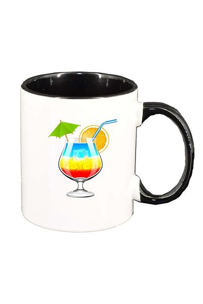 INOVATIX Personalized white mug, Cocktail, black interior, D413, INOVATIX®. 330ml