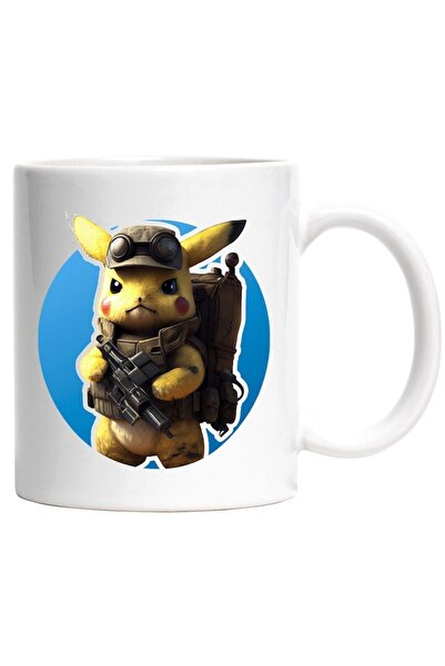 INOVATIX Cana alba personalizata, Pikachu, Pokemon, Arma, Palarie, Soldat, Ghiozdan, INOVATIX®. 330ml