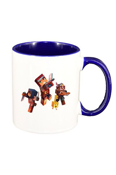 INOVATIX Personalized white mug, Minecraft, dark blue interior, D1467, INOVATIX®. 330ml
