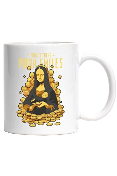 INOVATIX Cana alba personalizata, Mesaj In Engleza Money Talks Mona Smiles, B...