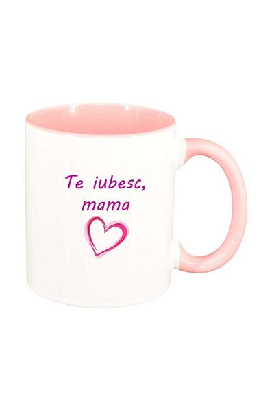 INOVATIX Personalized white mug, I love you..., pink interior, D1023, INOVATIX®. 330ml
