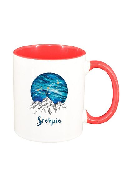 INOVATIX Personalized white mug, Zodiac, Scorpio, red interior, D1388, INOVATIX®. 330ml