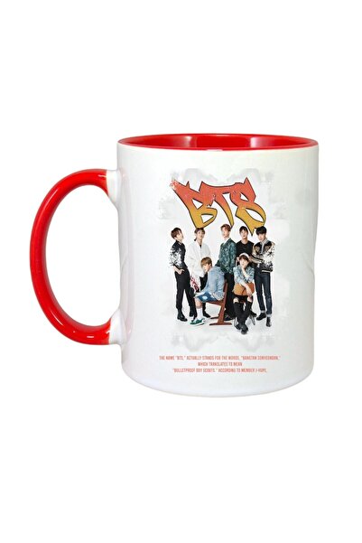 INOVATIX Cana Alba Personalizata, Formatia/trupa Bts 11, Maner Si Interior Rosu, ®. 330ml