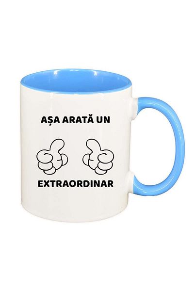 INOVATIX Personalized white mug, Extraordinary, blue interior, D90, INOVATIX®. 330ml