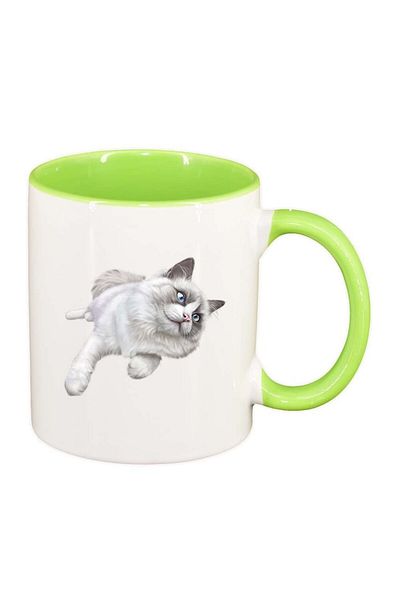 INOVATIX Personalized white mug, Cat, light green interior, D422, INOVATIX®. 330ml