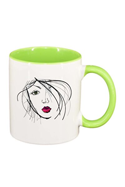 INOVATIX Персонализирана бяла чаша, Портрет, светлозелена вътрешност, D92, IN...