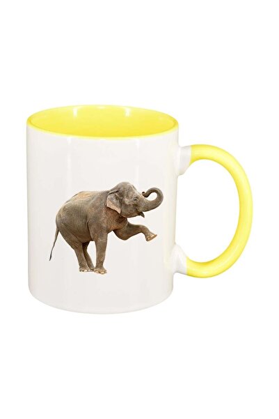 INOVATIX Cana alba personalizata, Elephant, interior galben, D421, INOVATIX®....