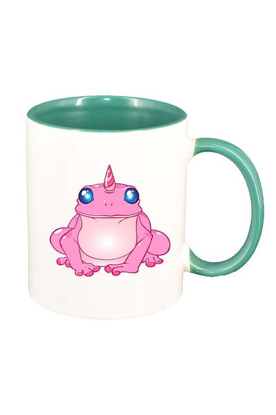 INOVATIX Personalized white mug, Magic Frog, green interior, D963, INOVATIX®. 330ml